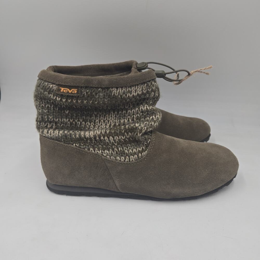 Teva Women's Mush Atoll Suede & Knitted Boot Size 9 Slouchy Flat Warm Shoes
